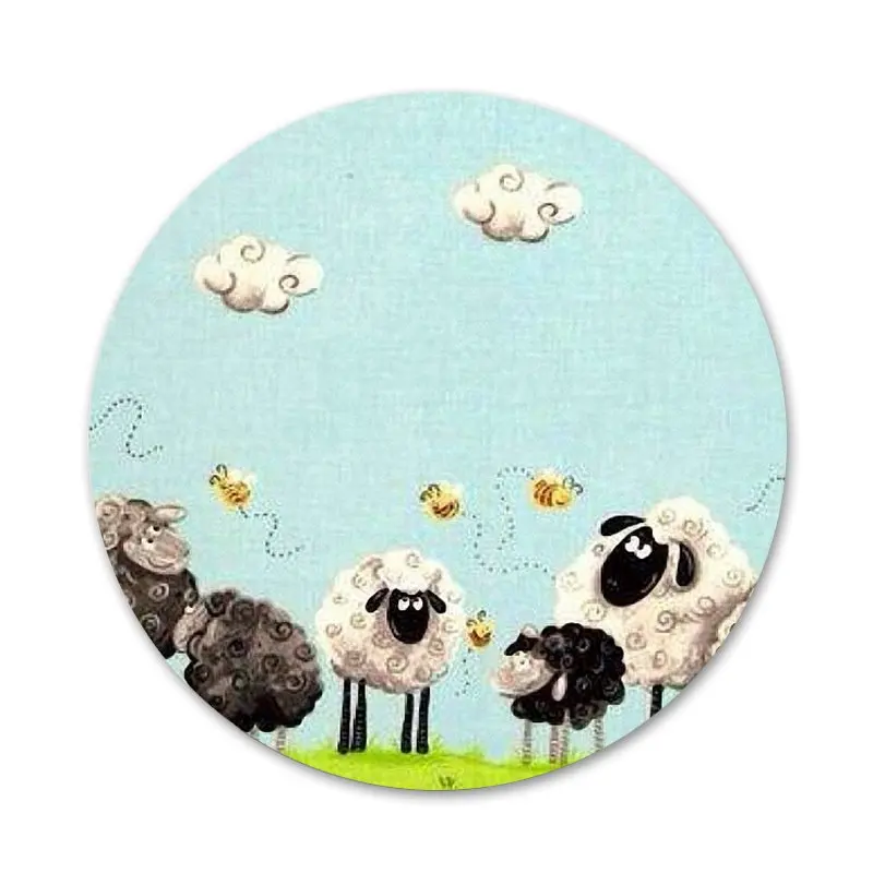 

sheep mutton cartoon Icons Pins Badge Decoration Brooches Metal Badges For Backpack Decoration 58mm