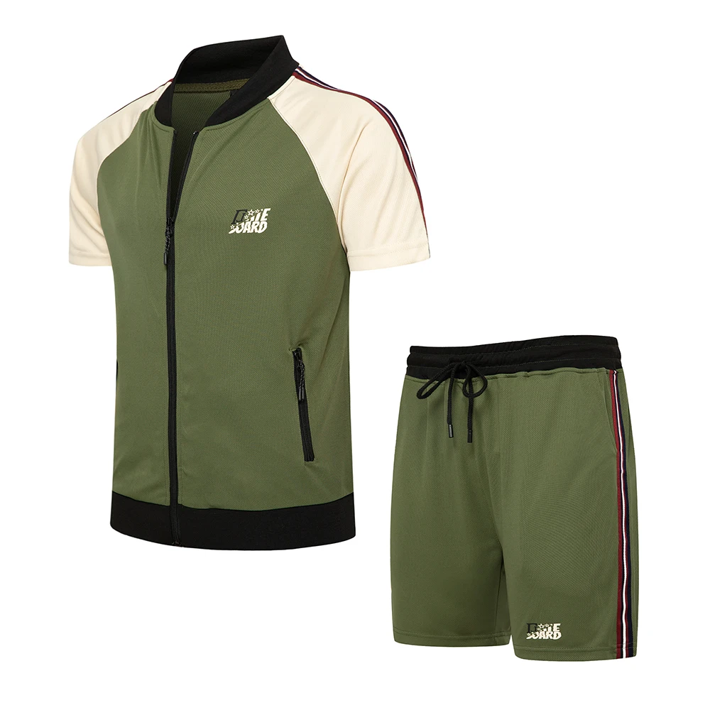 Спортивный костюм мужской на молнии Повседневная модная футболка и шорты