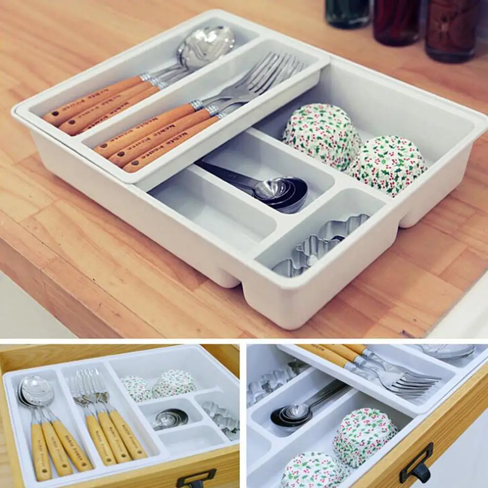 

Storage Box Desktop Drawer Plastic Organizer Kitchen Accessories Tableware Finishing Box Chopsticks Cutlery Drawer Storage Box