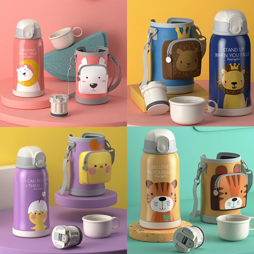

550ml Baby Feeding Bottle Stainless Steel Milk Thermos for Children Insulated Hot Water Bottle Warmer Leak-poof Thermal Cups