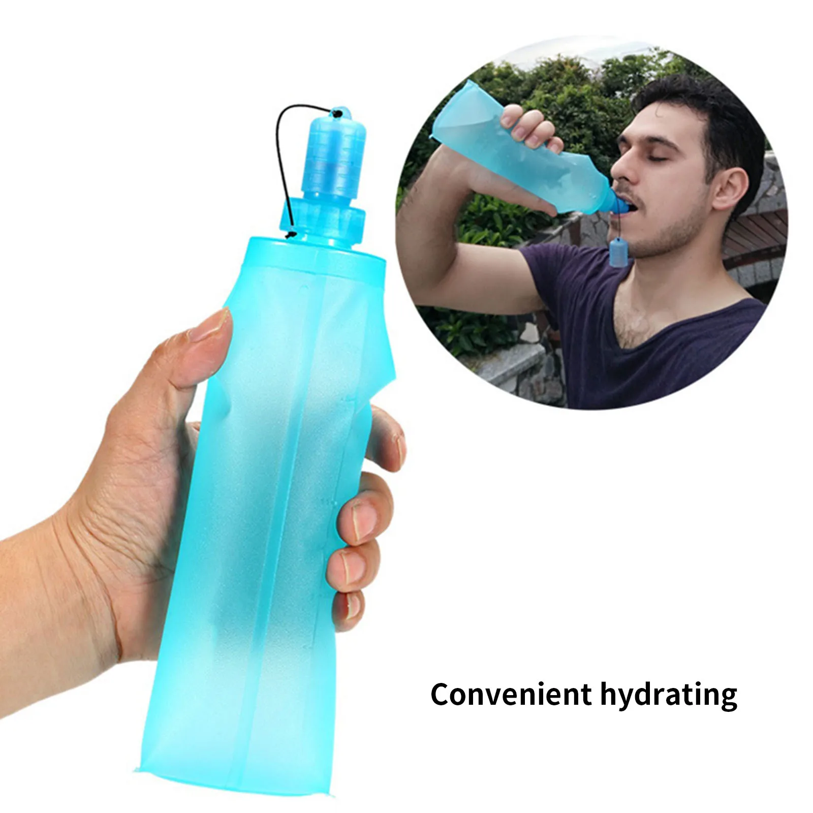 

Portable500ml Outdoor Camping Foldable TPU Water Bag Soft Flask Squeeze for Sport Running Water Bags
