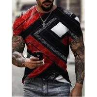 mens short sleeved t shirt fashion street wear round neck colorful geometric casual code summer polyester material