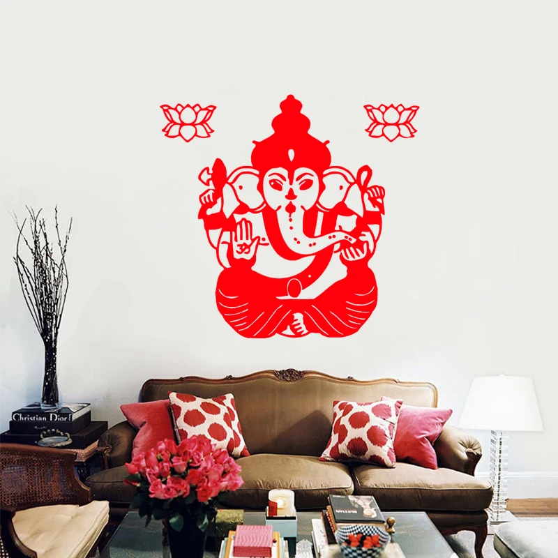 

WJWY Elephant Ganesha Wall Stickers Home Decor Removable Vinyl Wall Decal Buddhism Indian Namaste Buddha Wall Art Murals