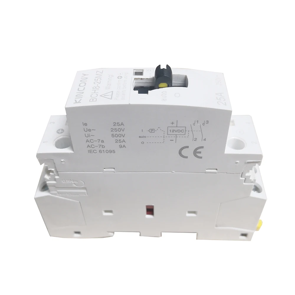 

Постоянный ток 12 В переменного тока модульный контактор с переключателем ручного управления с креплением на DIN-рейку 2P 2NO для самостоятельной автоматизации умного дома