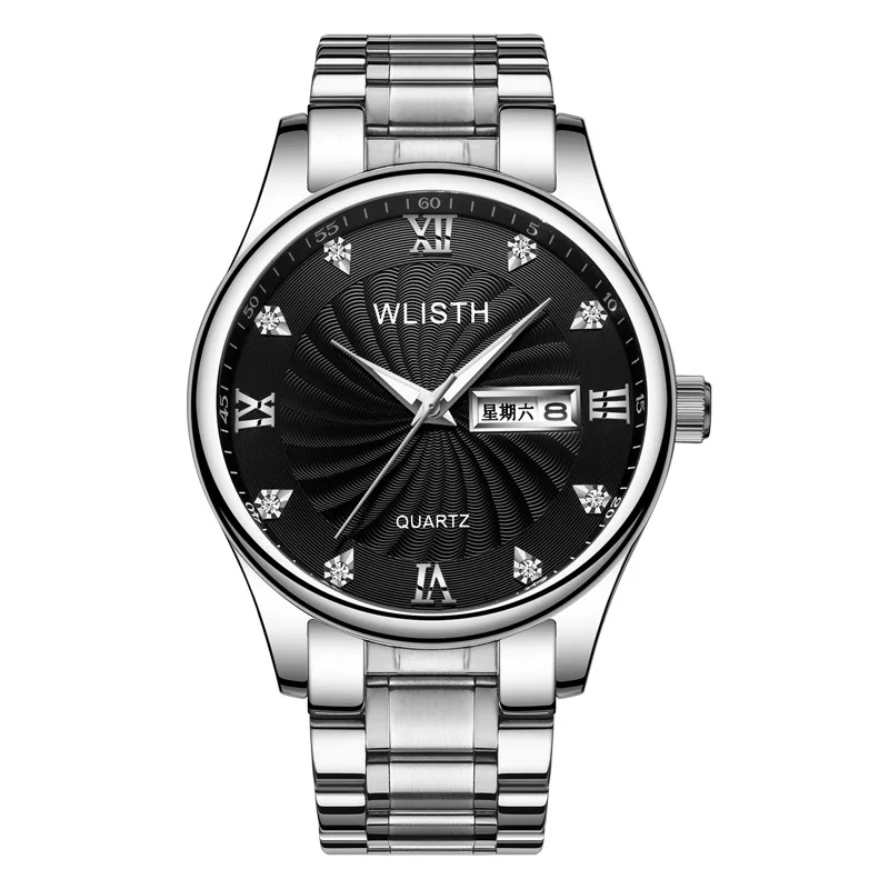 Часы мужские OMHXZJ W162 деловые повседневные немеханические с двойным календарем со