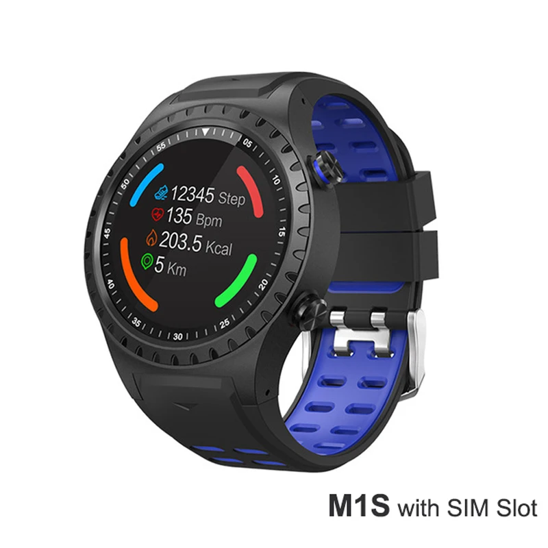 M1s Blue Умные часы M1, gps, поддержка Bluetooth, с функцией вызова, с sim-картой, IP67, водонепроницаемые, пульсометр, длительное время работы в режиме ожидания, умные часы, спортивные - Цвет: M1s Blue