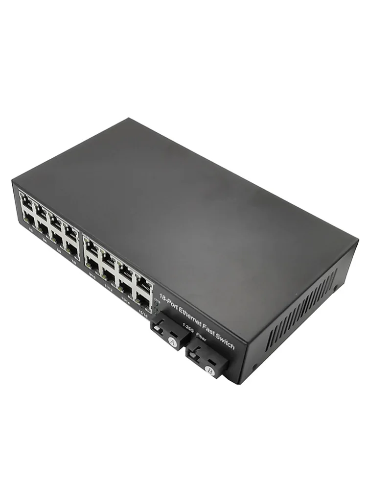 Ethernet-коммутатор Gigabit волоконно-оптический медиаконвертер одномодовый 16 RJ45 2