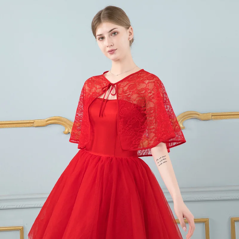 JaneVini винтажные Летние черные кружевные свадебные обертывания и шали короткие