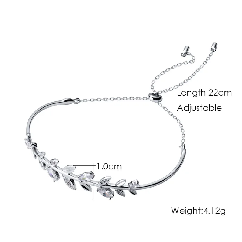 Trustdavis 100% S925 цельное серебро ювелирные изделия листья CZ регулируемый браслет для