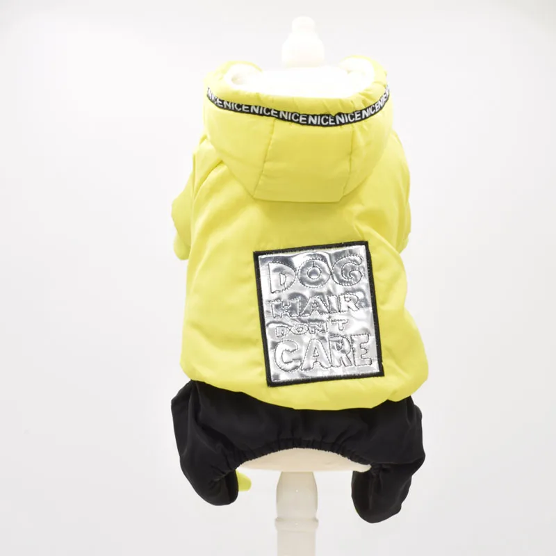 Золотисто-зеленые цвета, размеры S-xxl, четыре ноги, теплая одежда для домашних животных с блестящими зеркальными наклейками, вышитый комбинезон для собак, зимняя одежда для собак