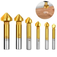 6pcs 3 flute 90 degree countersink drill bit set round chamfer cutter woodworking tool 6 38 310 412 416 520 5mm