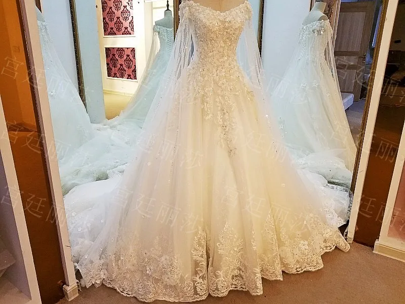 Vestido De Noiva белое роскошное свадебное платье с бусинами и цветами, Тюлевое платье для невесты без спинки настоящая фотография - Цвет: as picture