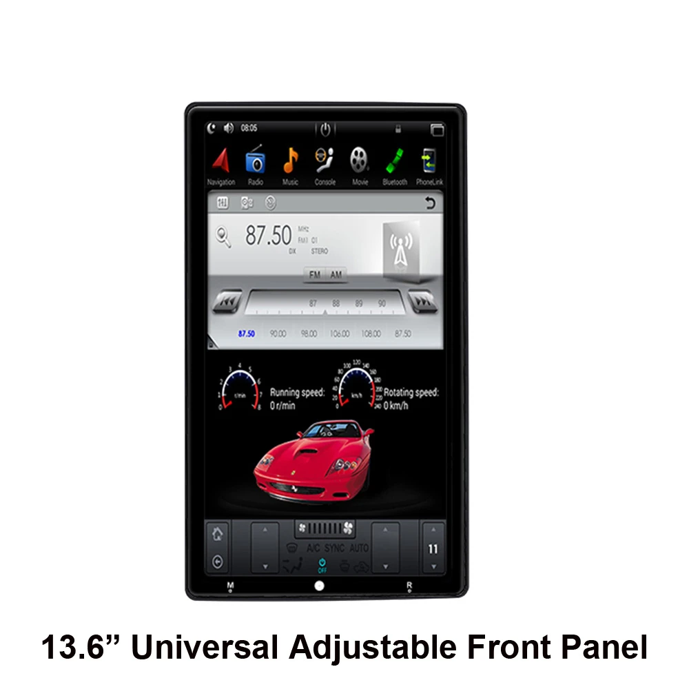 

Android 9.0 Car GPS Navigation 13.6" Universal Multimedia Player Adjustable Rotation Tesla Style Auto Radio Stereo