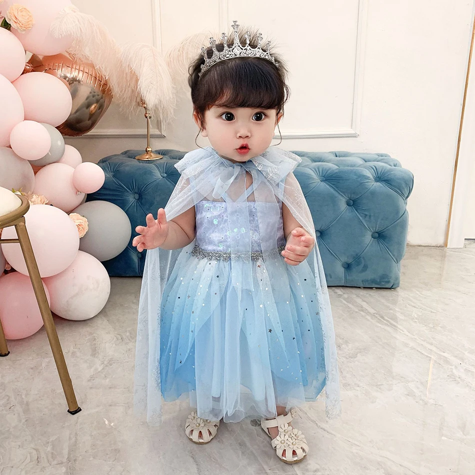Toddler Snow White Arier Elza Princess Dress Girls Costume Baby Birthday Party Gowns Cosplay Cartoon Frock Cute Vestido