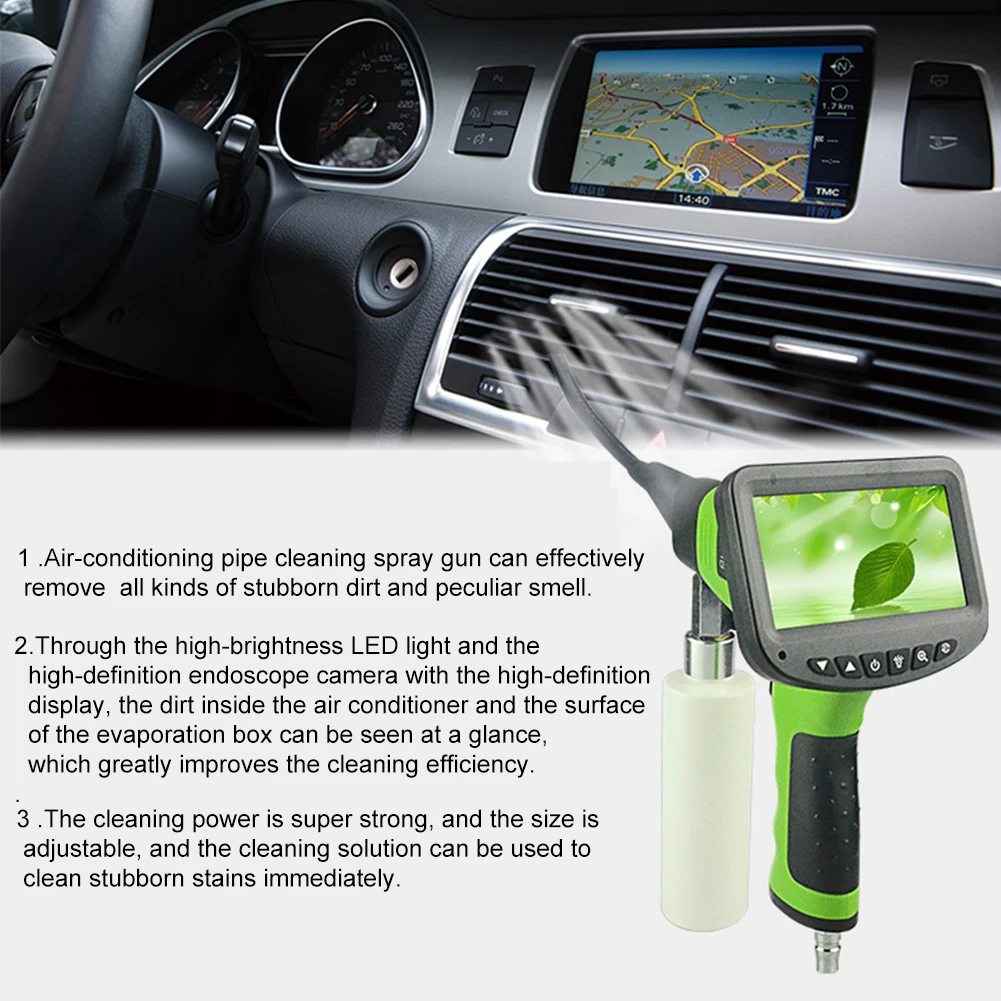 

Car Air Conditioner Cleaner Washer Detachable Adjustable Endoscope Camera Visual HD 4.3 Inch LED Lights Inspection Borescope