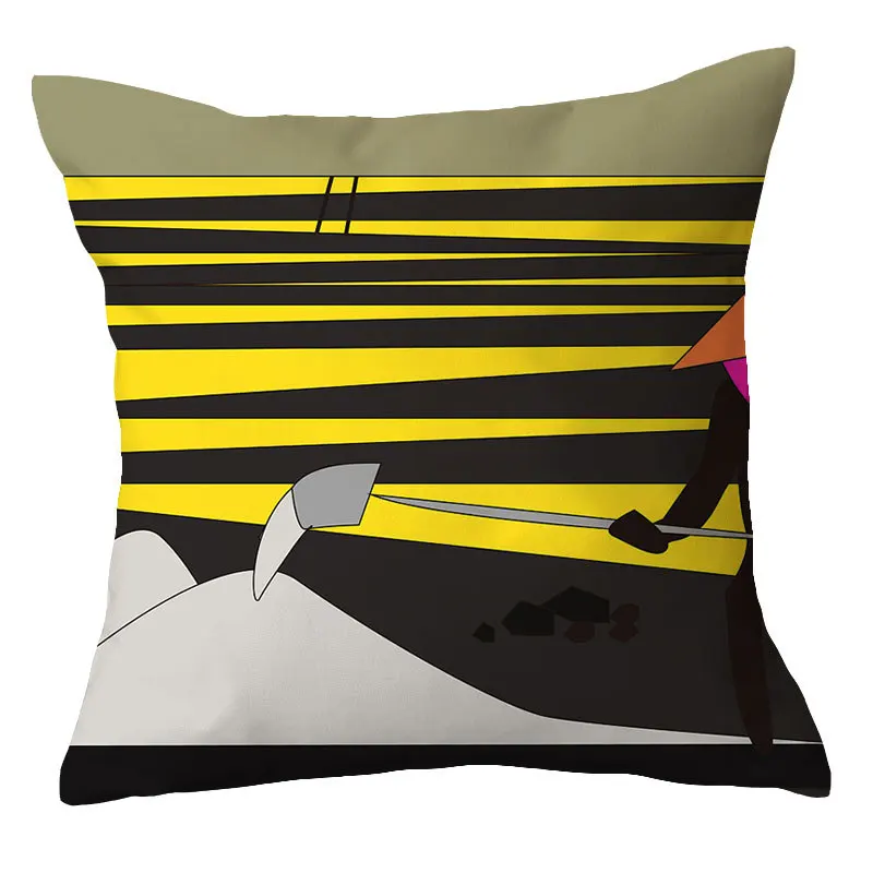 

New Style Geometric Yellow Pillowcase Decorative Cushion Sofa Printed Pillow Chair Car Cushion Home Decoration