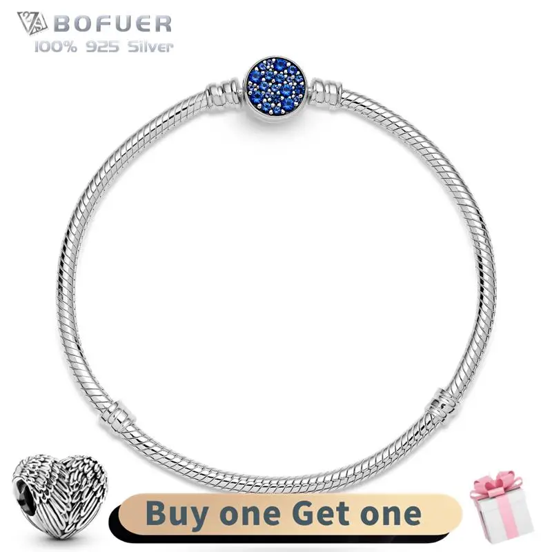 

Браслет из серебра 925 пробы со сверкающими синими дисками