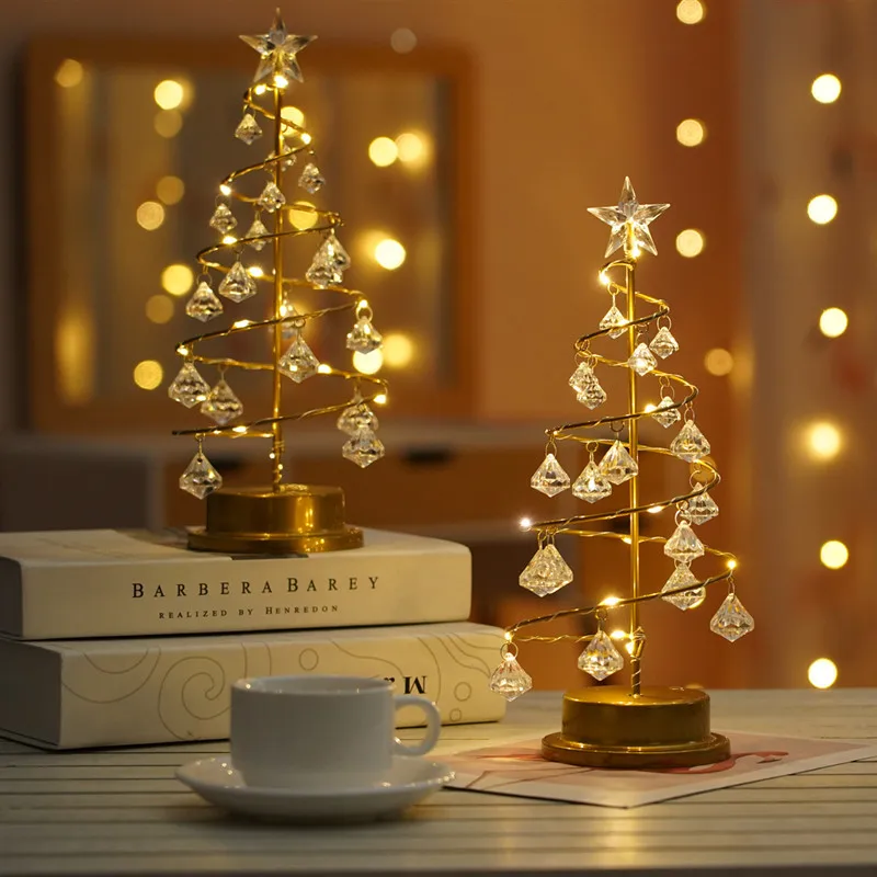 

2022 Christmas Decorations for Home Ornaments Crystal Xmas Tree Led Night Light New Year Christmas Table Decor Noel Navidad Gift