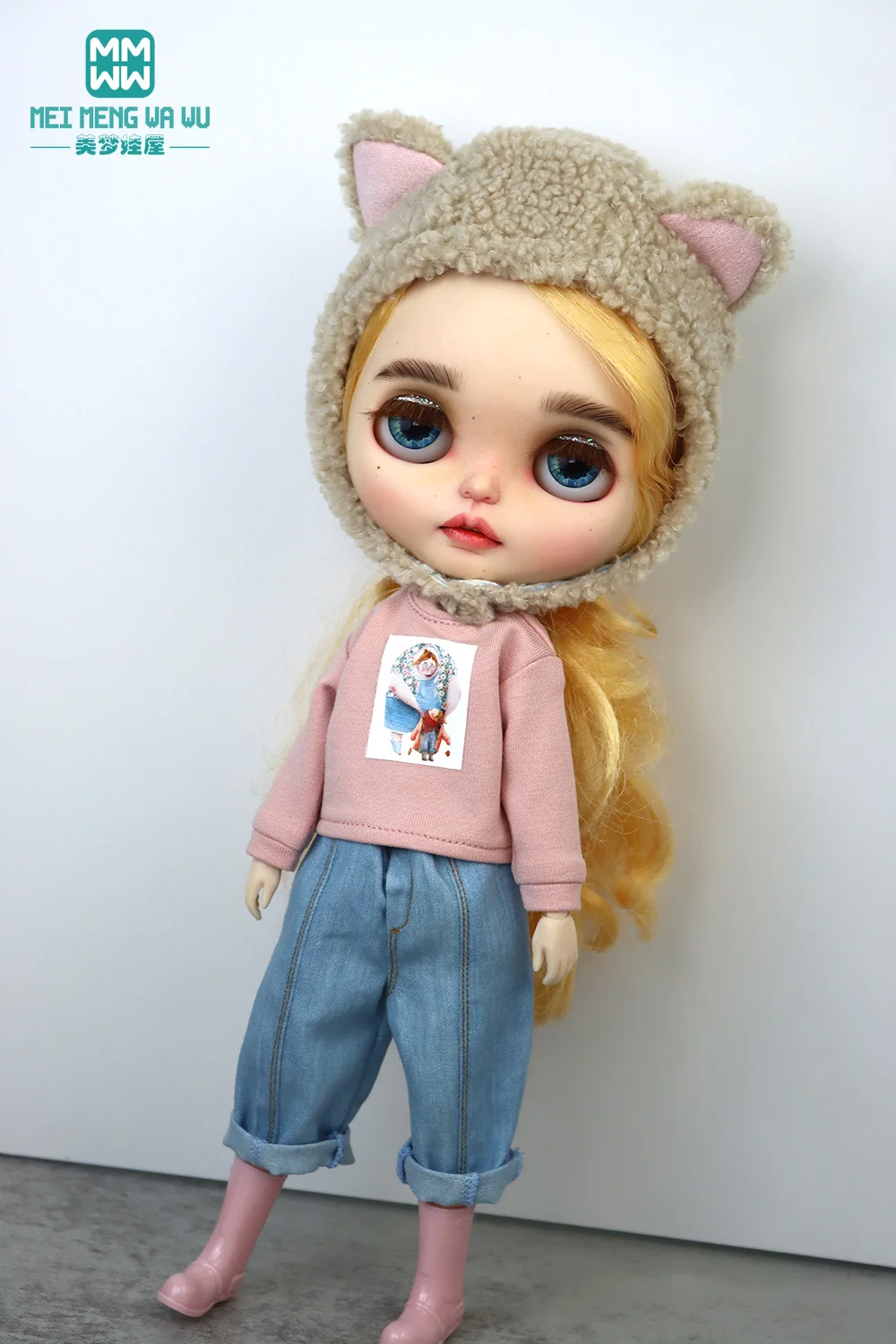 

Clothes for doll Fashion jeans sweater jacket shoes fits Blyth Azone OB22 OB24 doll accessories