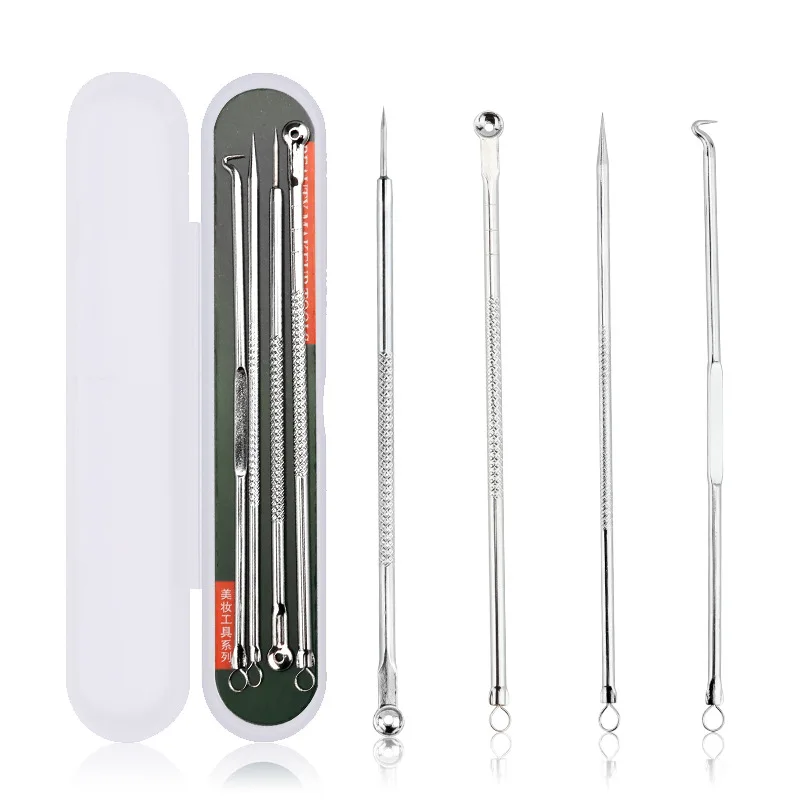 Stainless Steel Silver 4pcs Blackhead Comedone Acne Pimple Blemish Extractor Remover Tool For Face Skin Care | Красота и здоровье