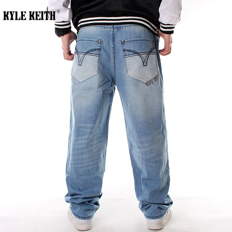 Повседневные мужские джинсы, свободные брюки из денима с широкими штанинами в стиле хип-хоп, бриджи, прямые мешковатые брюки-султанки