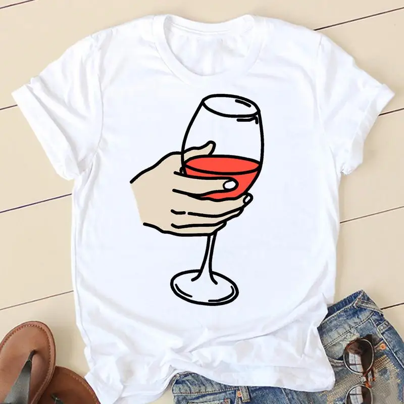 

Женская футболка винного цвета, новая милая трендовая Милая одежда, футболка с коротким рукавом, Женская Повседневная модная футболка, топ, ...