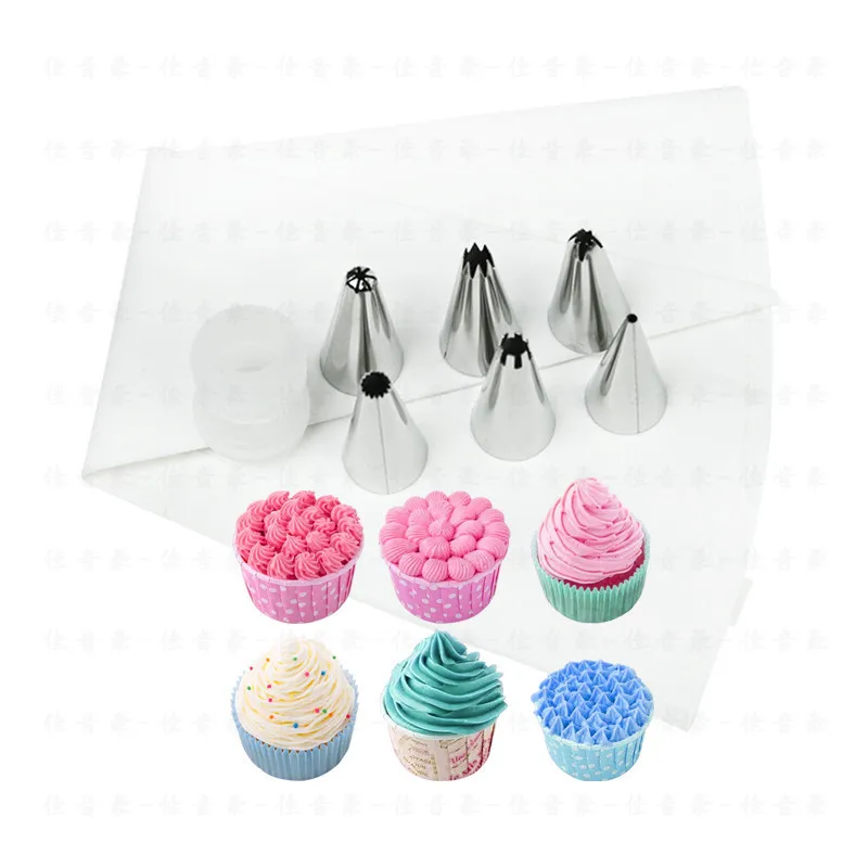

8pcs/set Silicone Pastry Bag Tips Diy Kitchen Cake Icing Piping Cream Cake Decorating Tip Sets Reusable Pastry Bag+6 Nozzle Set