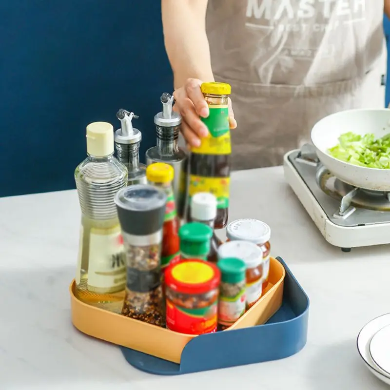 

Многофункциональный вращающийся органайзер для приправ, полка, домашние Нескользящие кухонные принадлежности, держатель, кухонные аксесс...