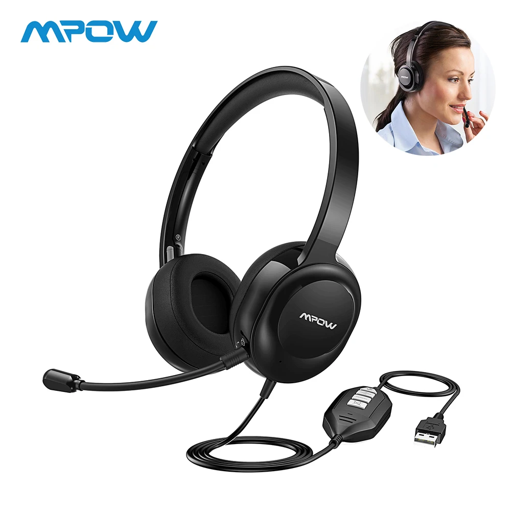 Mpow 331 проводные наушники с микрофоном Накладные регулятор громкости ENC