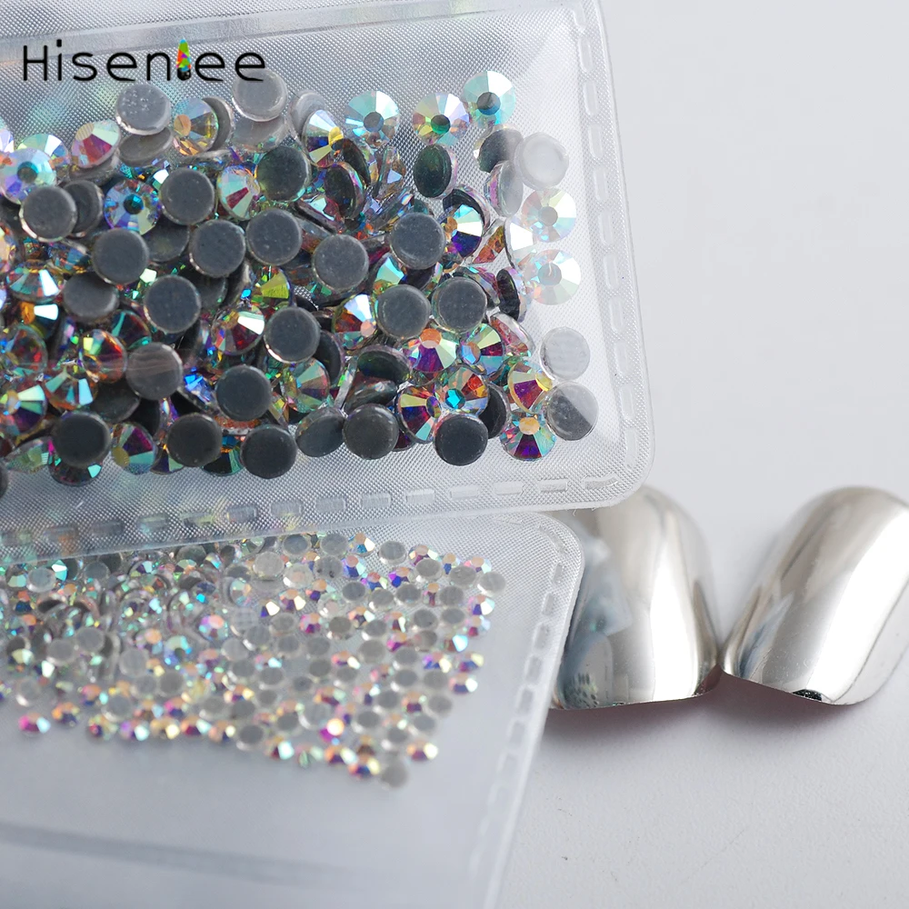 AAAA 6 размеров 1728 шт. стразы горячей фиксации смешанные стеклянные камни ab