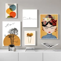 nordic abstract canvas painting sun landscape flower art posters and prints modern home decoration girls bedroom print pictures