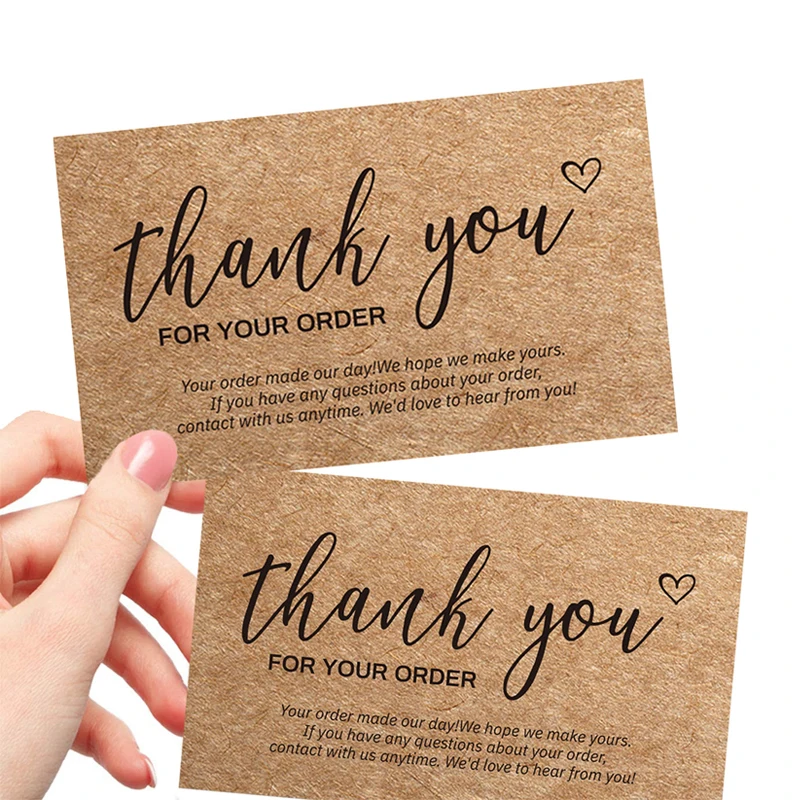 

50 Pcs/Pack Thank You Cards Kraft Paper Thanks Greeting Cards Writable Appreciation Cardstock for Small Business Owners Sellers
