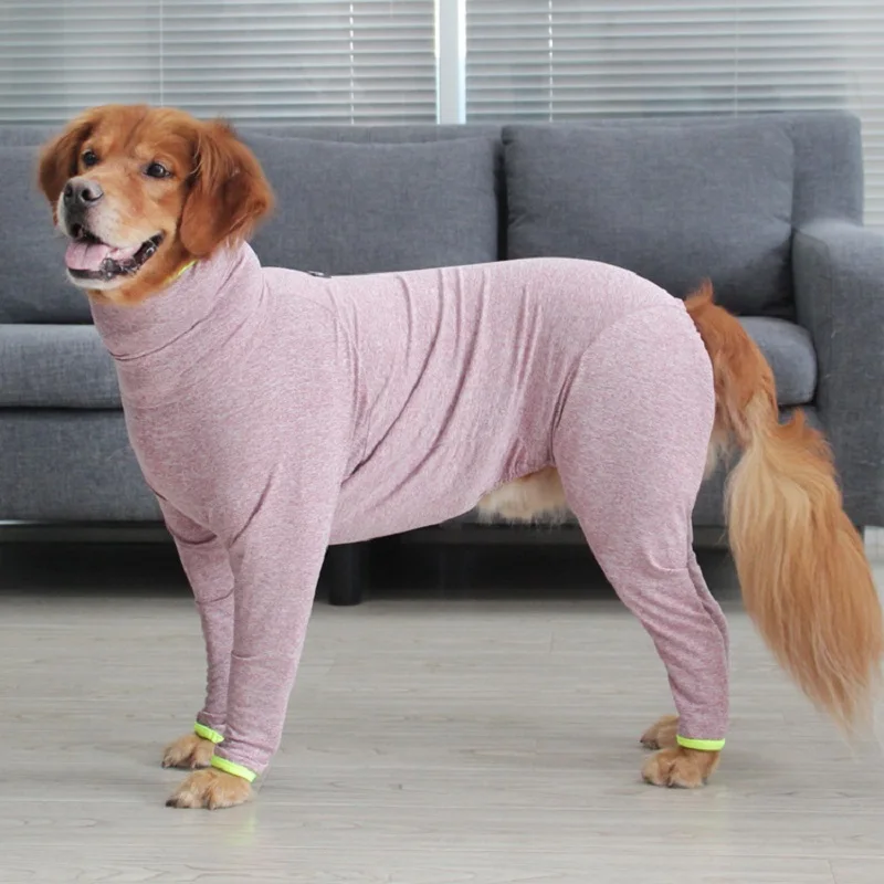 

Winter Dogs Pajamas Pet Clothes Jumpsuit Dog Costume Coat For Large Dogs 4 Legged Elasticity Coat Long Neck Collar Warm Coat