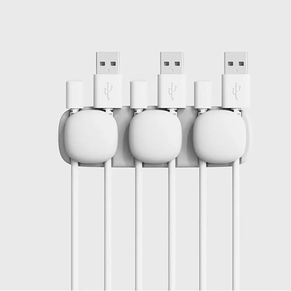 

Punch-free Solid Color 4/6 Holes Self-adhesive Wire Holder for Desktop