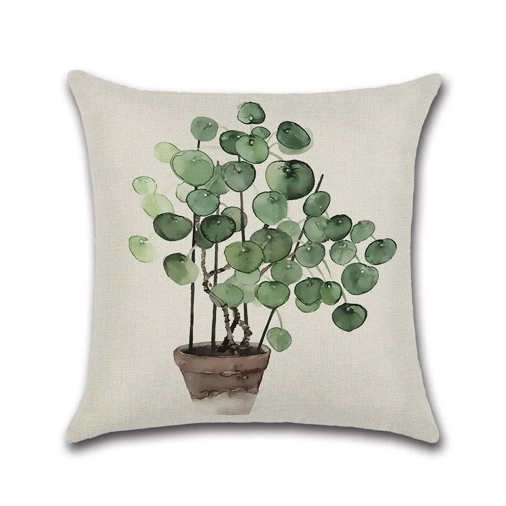 Top Sale Green Leaves Pillow Case Simple Leaf Decorative Pillowcase Pillows Fall Decorations for Home Sofa Cover |