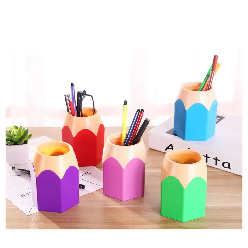

IN Stock ! Pencil Style Pen holder desk organizer student stationery Pencil container brush pot office accessories