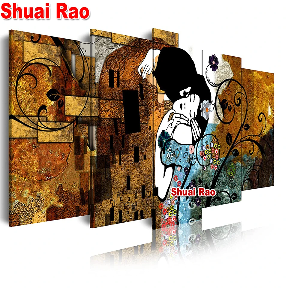 

Gustav Klimt Lover diamond embroidery,Multi-Panel painting full round drill 3d cross stitch mosaic diamond painting 5 pieces set