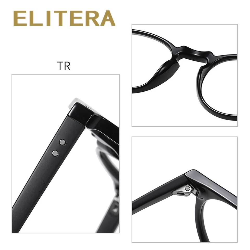 

ELITERA Classic Anti-Blue Light Glasses Frame Brand Designer Fashion Round Metal Optical Frames Computer Photochromic Glasses