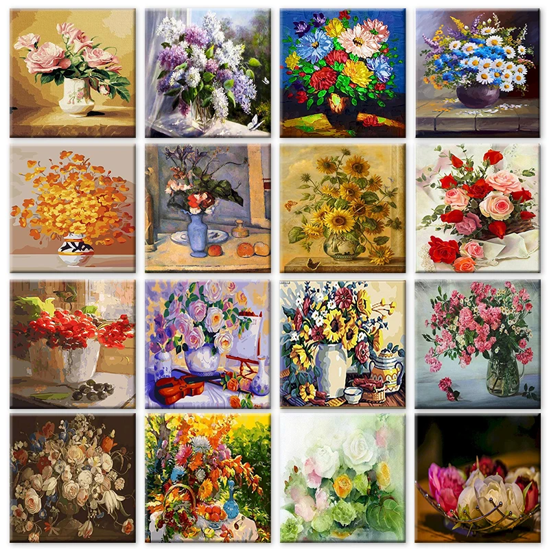 

RUOPOTY 60x75cm Painting By Numbers Handpainted Flowers For Adults Home Decor HandPainted Paintings DIY 40×50cm Framed
