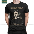 Мужские футболки Nikola Tesla, футболки с коротким рукавом с изобретателем физики научные футболки, 100% хлопок, вечерние топы