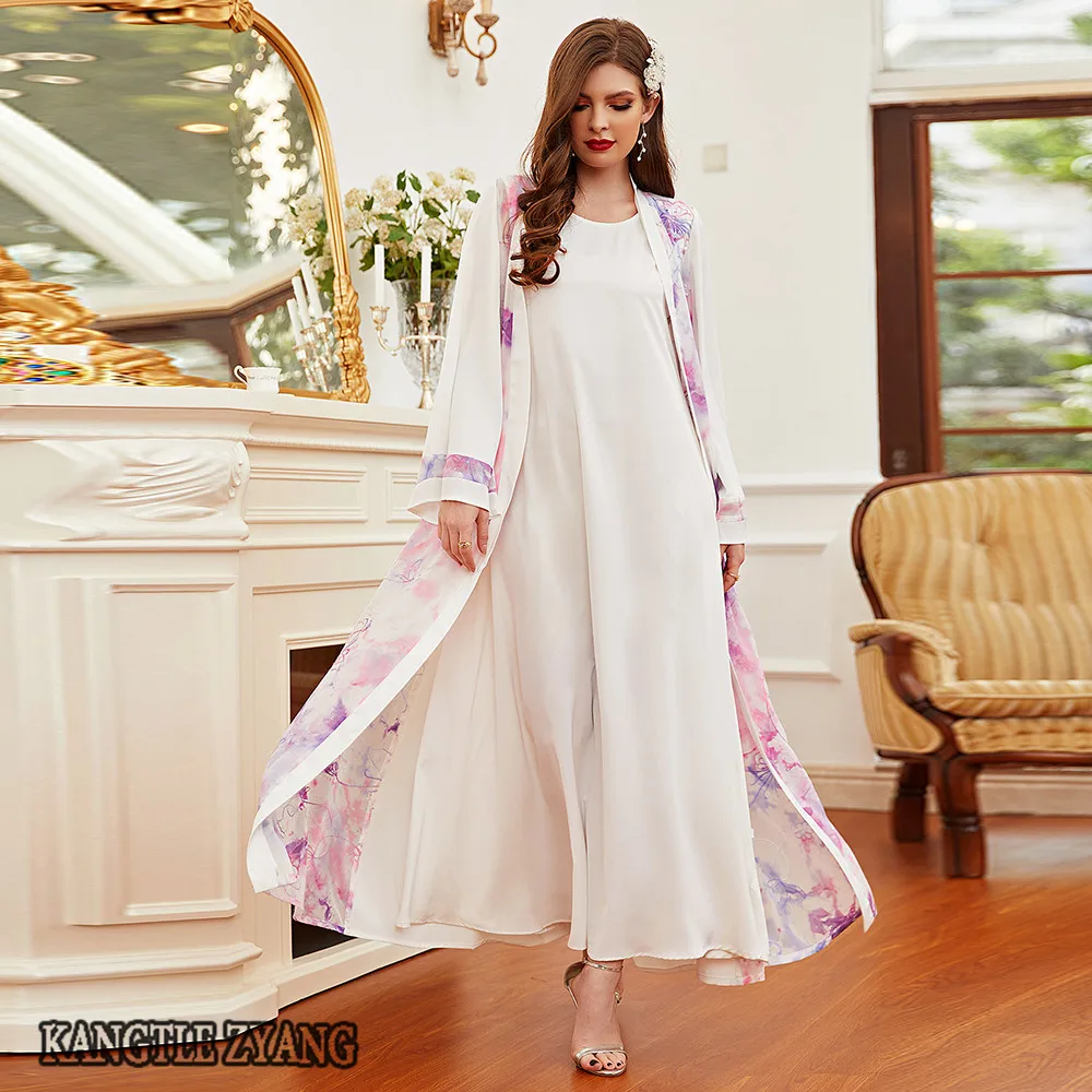 

Ramadan Open White Abaya Dubai Turkey Islam Muslim Arabic Djellaba Kimono Femme Musulmane Kaftan Robe Abayas For Women Caftan
