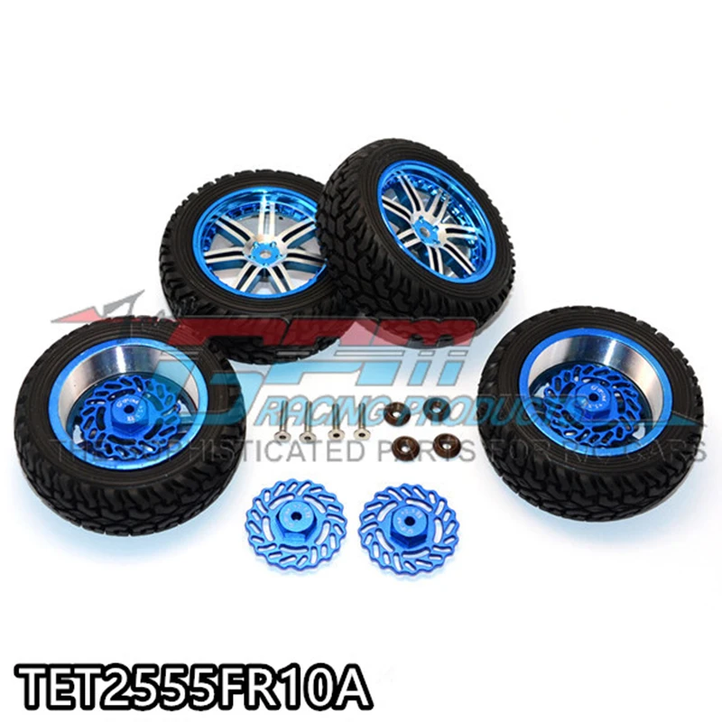 GPM ALUMINUM FRONT +2.5MM, REAR +5.5MM BRAKE DISK + WHEELS & TIRES For TRAXXAS Latrax Teton RC Upgrade
