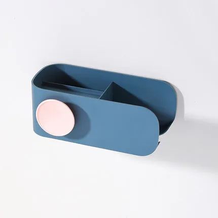 Dark blue Сушилка для волос, дыропробивная стойка для ванной комнаты, настенный подвесной фен, воздуховод, стойка, коробка для Wi-Fi роутера, корзина, подходит для кухни - Цвет: Dark blue