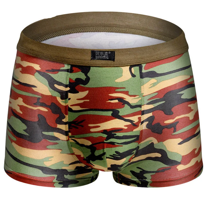 Man Camouflage Print Modal Soft Underwear Sexy Breathable High Elasticity Fashion Personality Male Boxers U Pouch Bag Underpants
