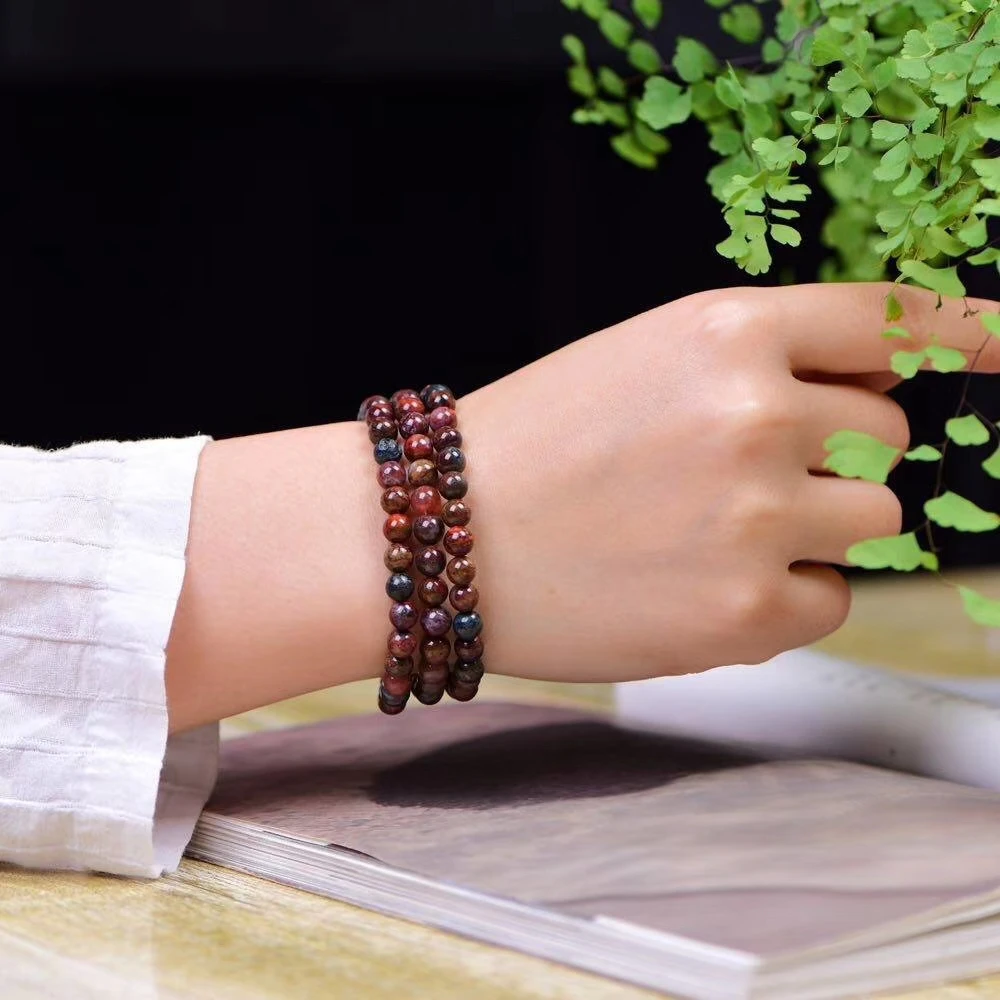 Натуральный красный желтый синий браслет-пиетер 6 мм Chatoyant Stone Лучший подарок 3