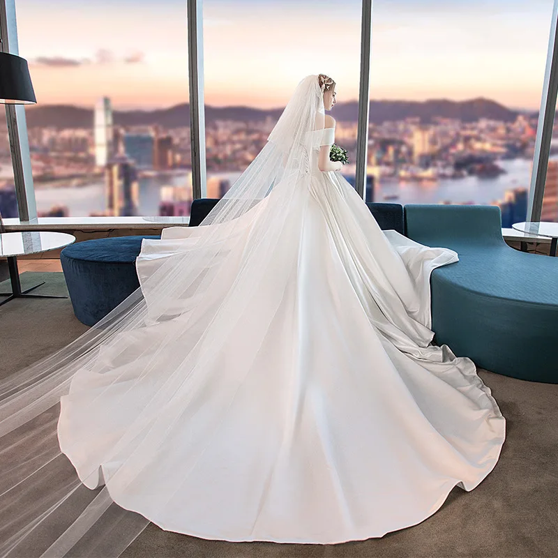 Хит продаж свадебные платья с открытыми плечами элегантный дизайн вышивка тюль