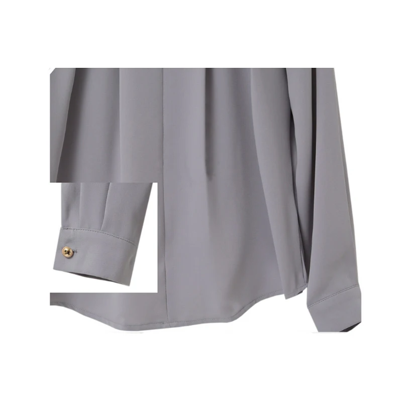 

Wild Vintage Chiffon Blouse Spring Autumn Women Long Sleeve Mandarine Collar Pullover 2021 New Solid Blouses Tops T14501X