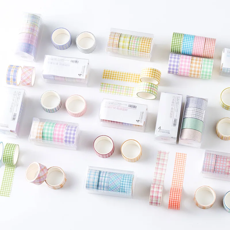 

4 PCS/lot washi tape set grid cute masking tape Kawaii washitape cinta adhesiva decorativa papeleria plakband stationery paper