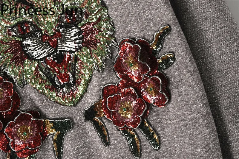 Пуловер женский весенний тонкий с тигровым принтом и блестками 2021 | Женская