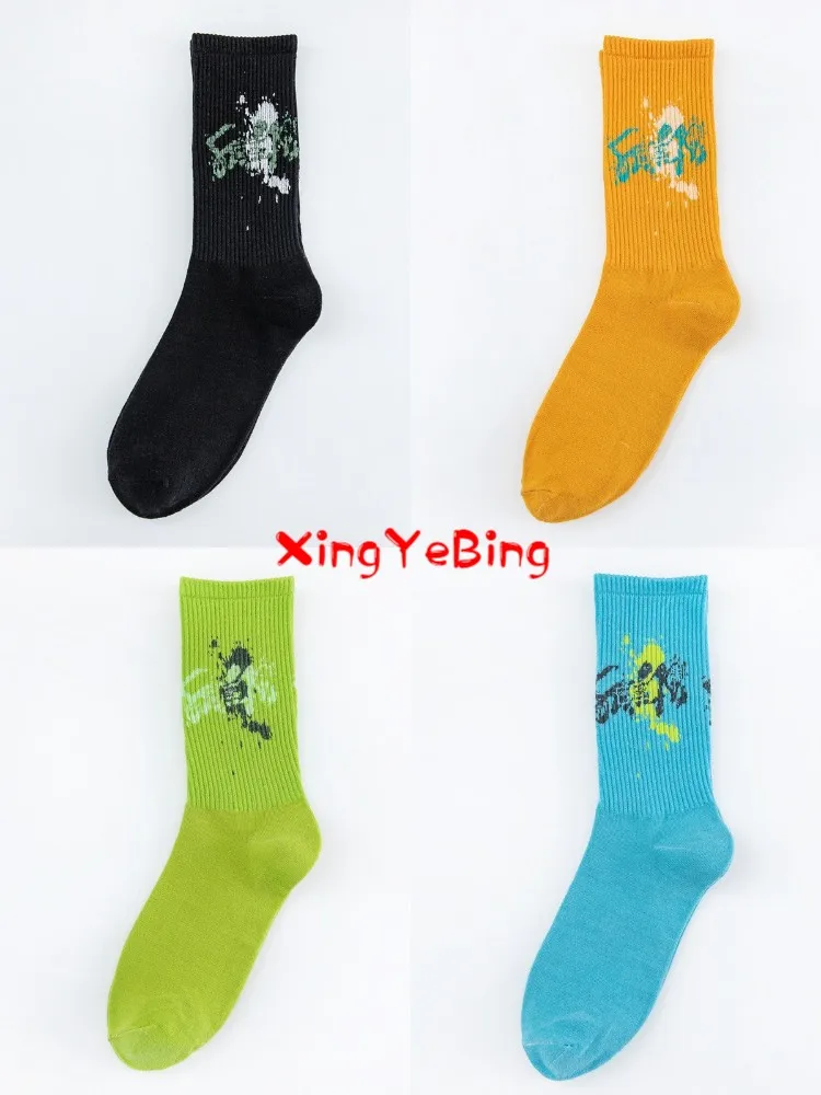 

Men And Women Lovers High Quality Splash-Ink Color Graffiti Tube Socks Japanese Department Popular Comfortable Cotton Socks